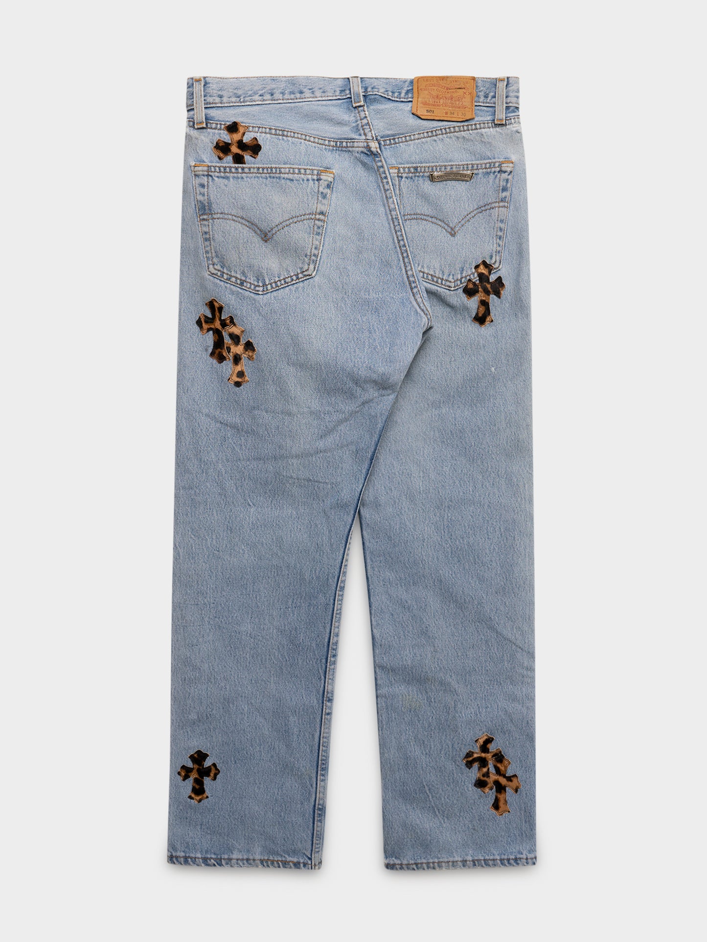 Blue Leopard Patched Levis 501