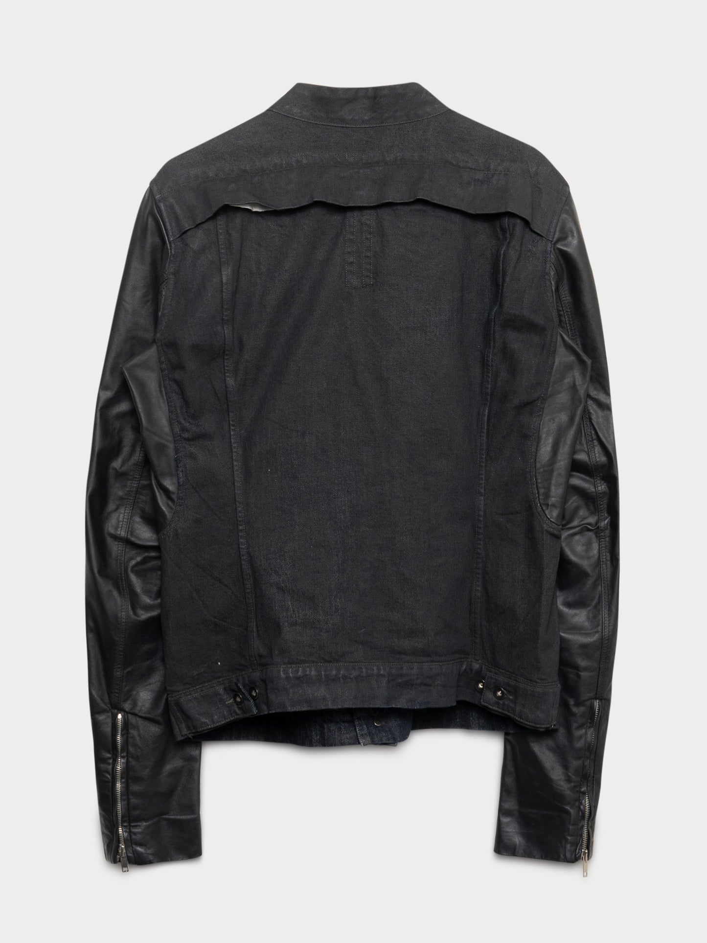 Slave Hustler Leather-Sleeved Denim Jacket
