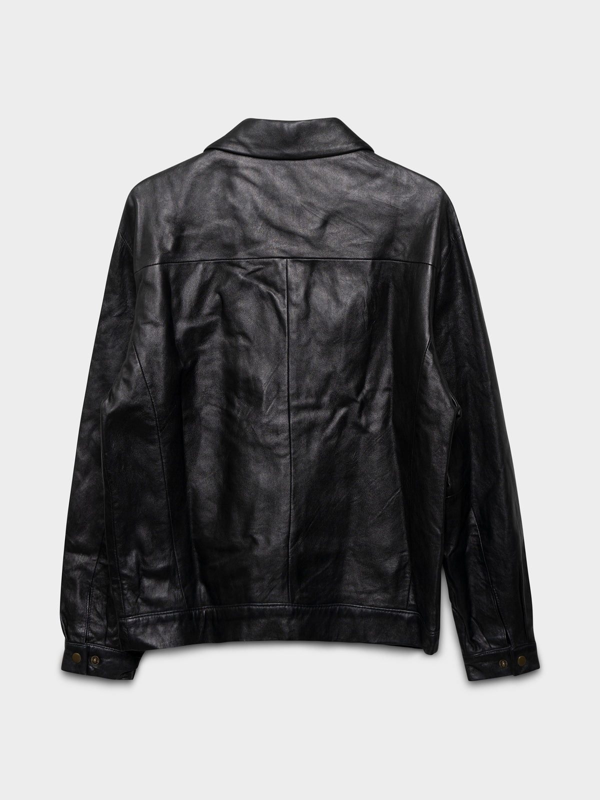 90s Cropped Leather Trucker Jacket