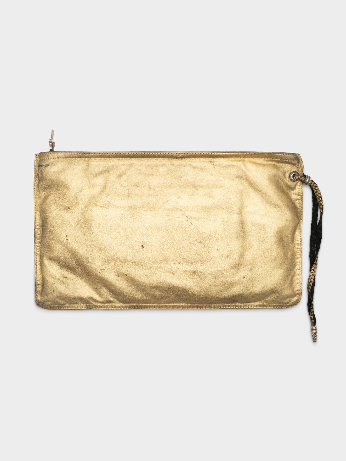 Gold Painted Leather Filigree Pouch
