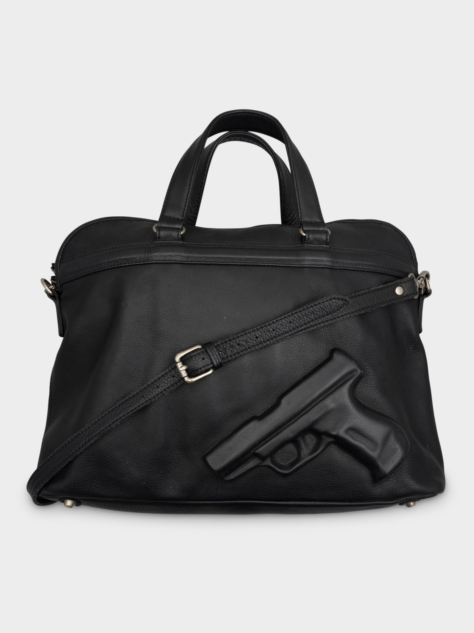 Vlieger & Vandam: Leather Gun Embossed Messenger Bag | Groupie