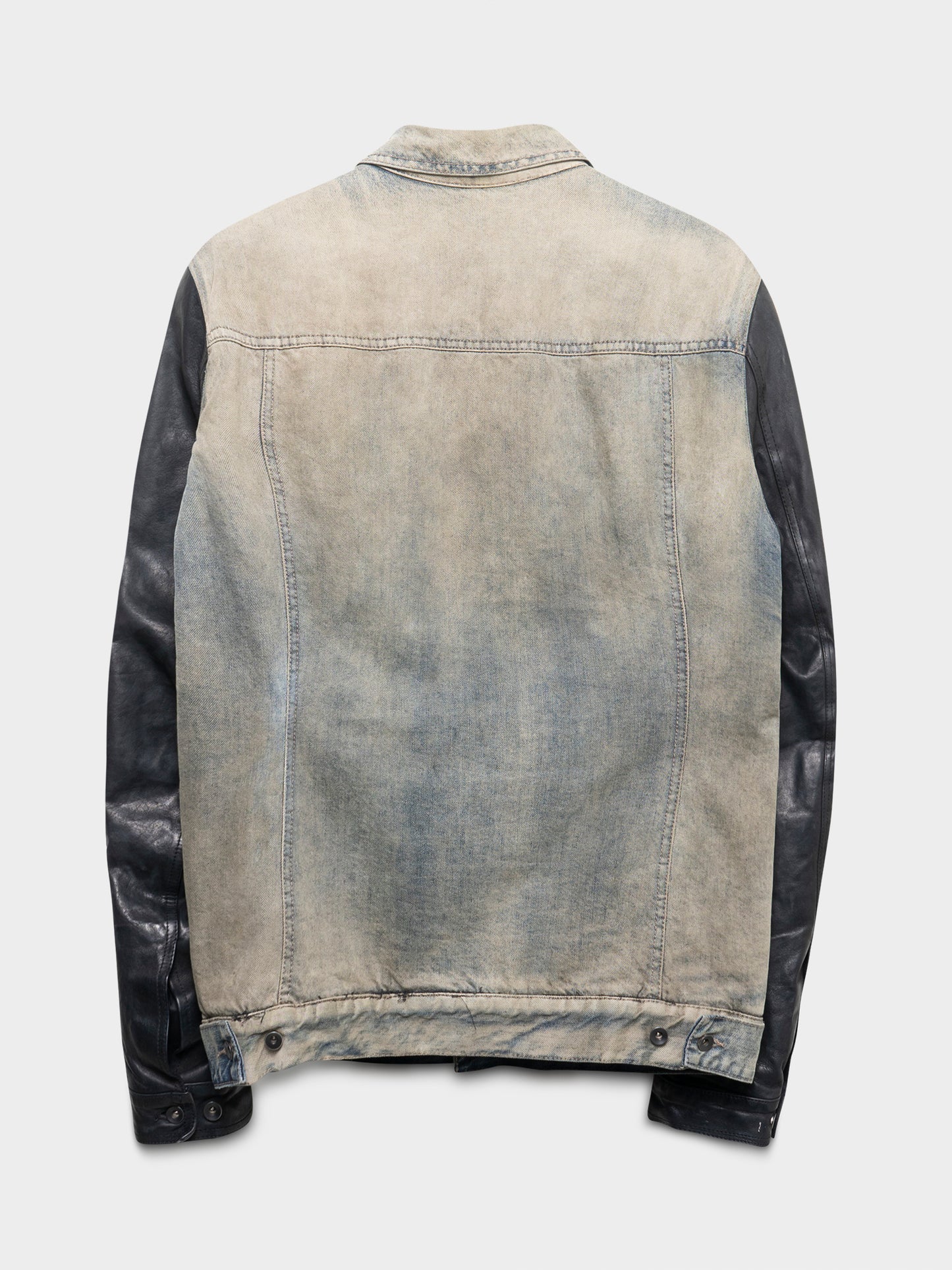 FW15 Runway Fur Pocket Leather & Denim Trucker Jacket