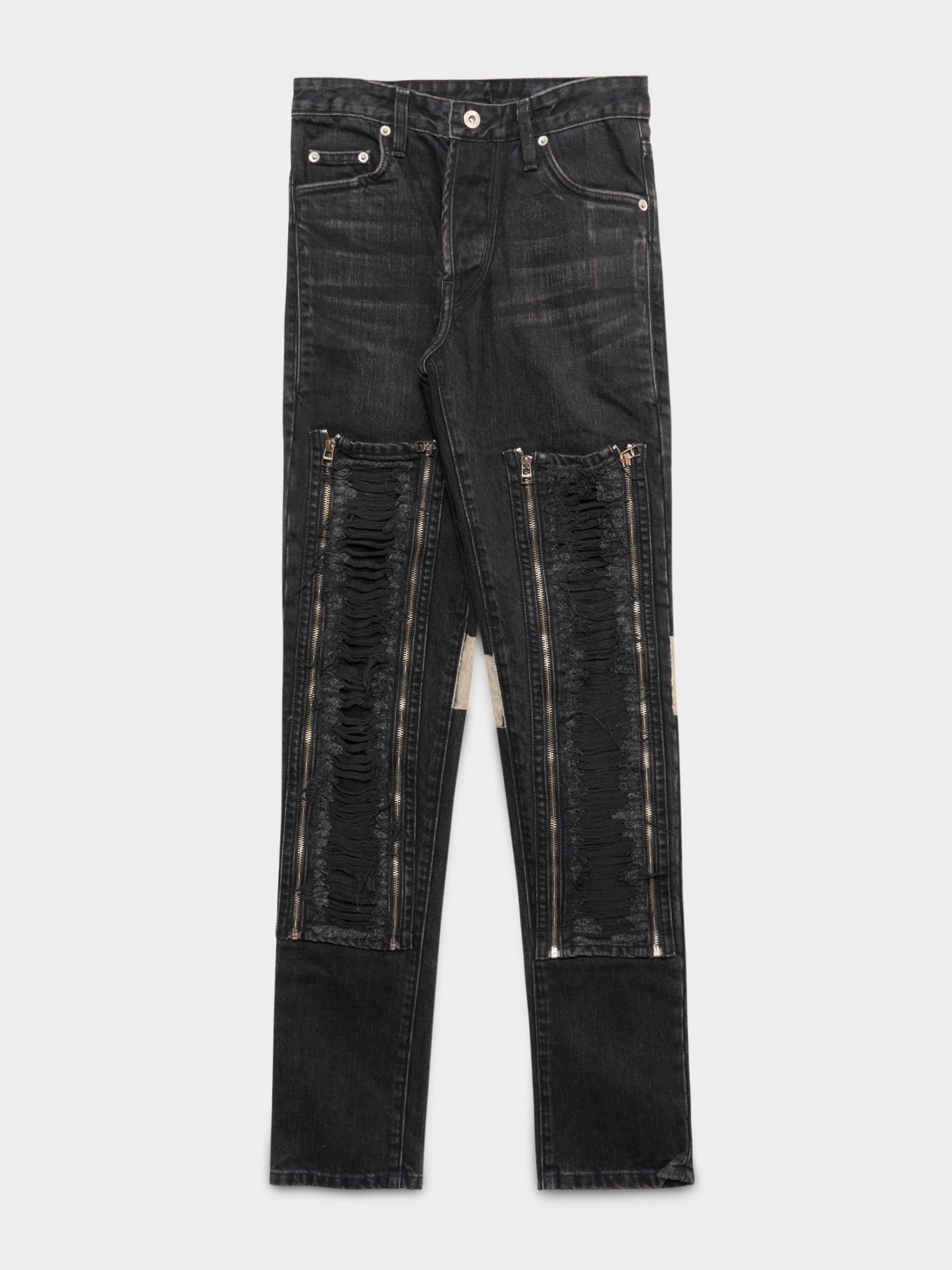 HOOD BY AIR ブラックデニムパンツ Hood by Air: Distressed Zipper Jeans | Groupie