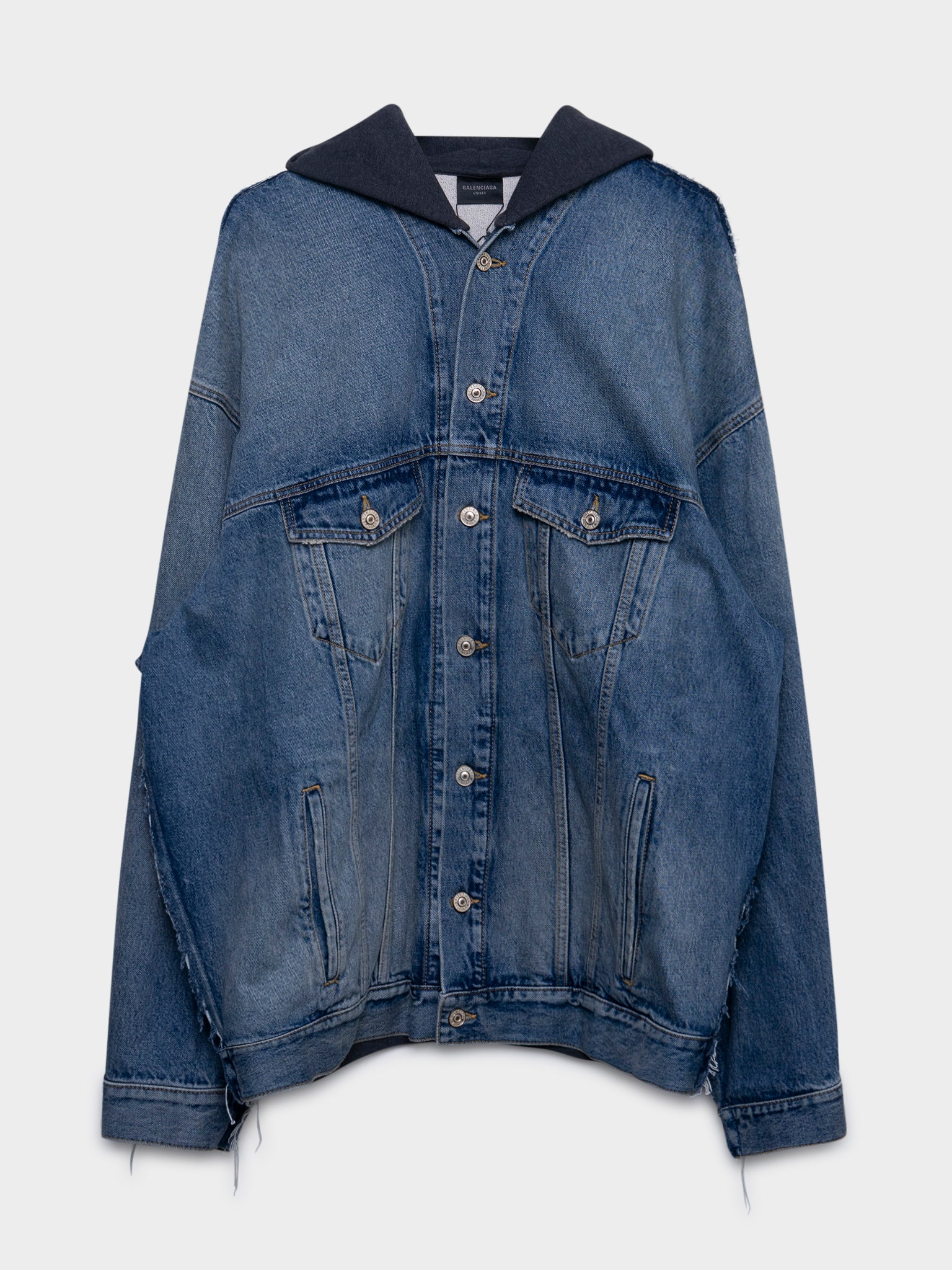 Buy Balenciaga Hybrid Hooded Denim Jacket Online at Groupie