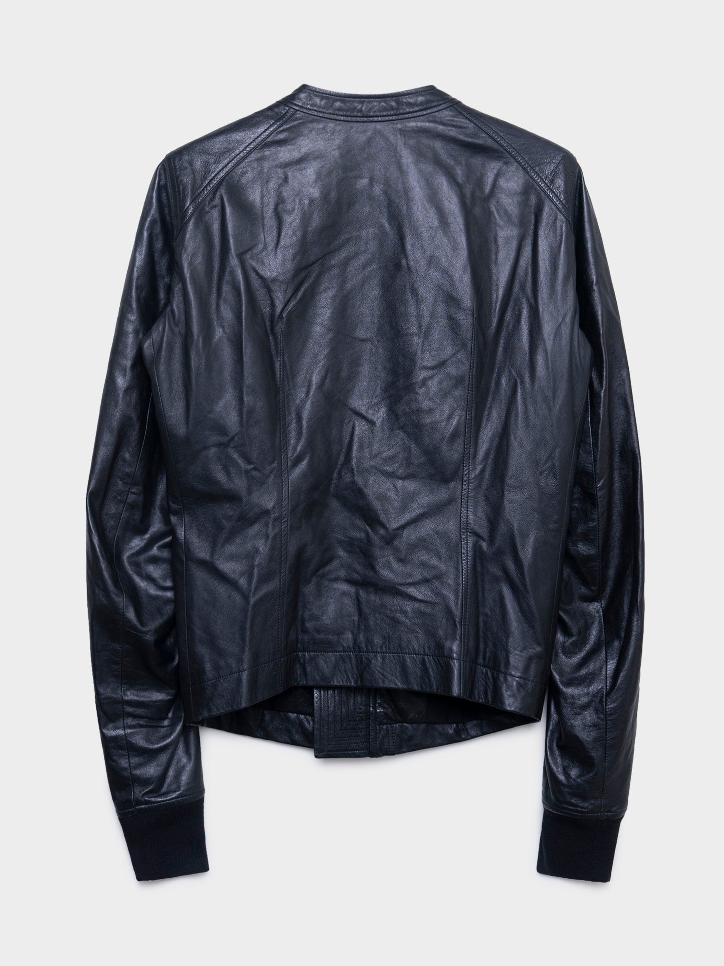 'Moody' Intarsia Moto Leather Jacket