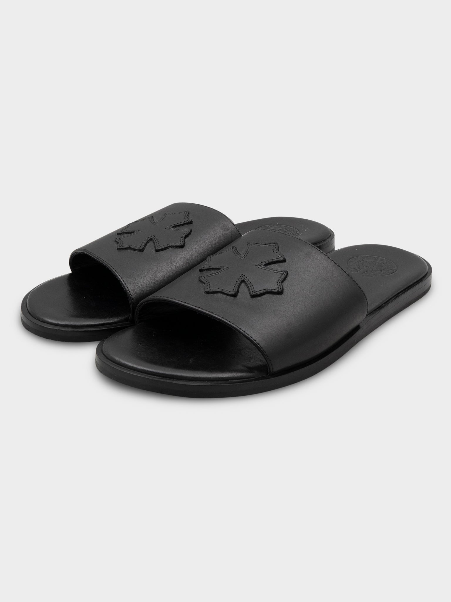 Chrome Hearts CH Slide Leather CH Plus Patch Sandals leather plus patch slides ? • • • • • #chromehearts main image 3