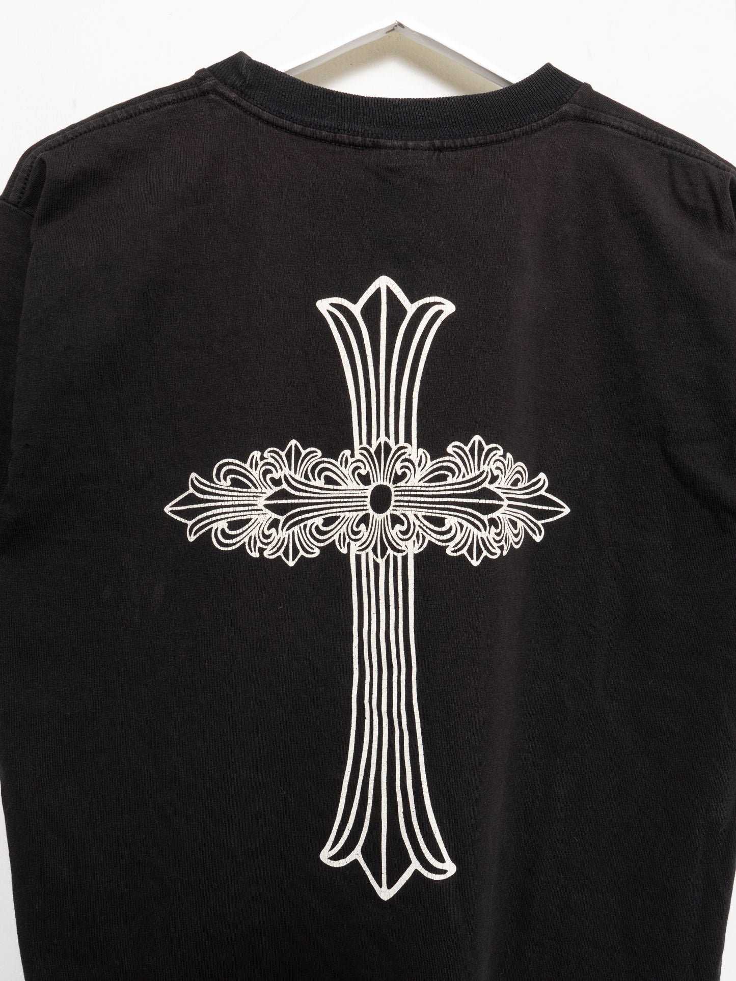 Thrashed Faded Neck Logo T-Shirt