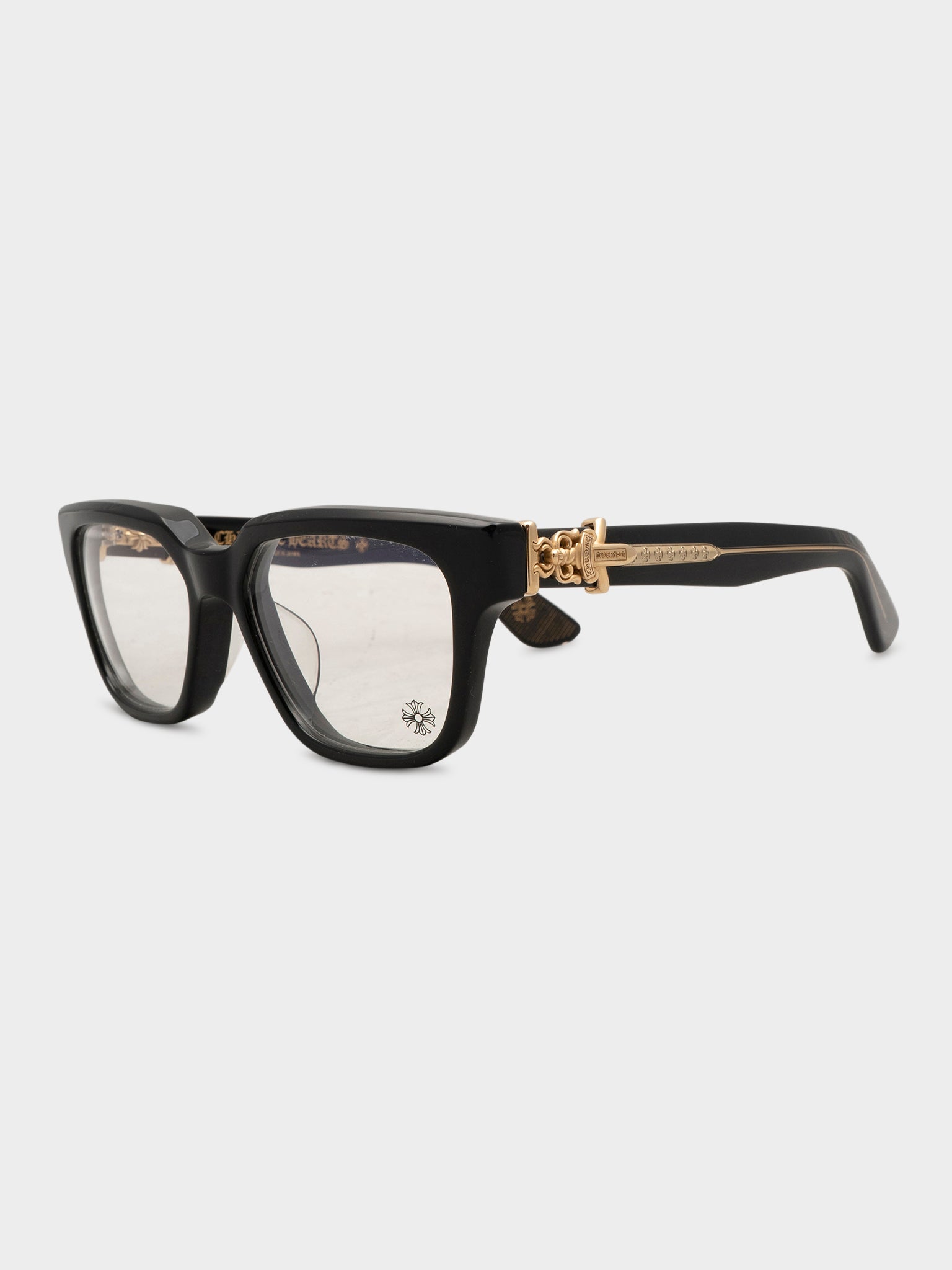 たかひ　VAGILLIONAIRE II chromehaerts Chrome Hearts Vagillionaire II Glasses Black/Gold 💎Factory Jewel