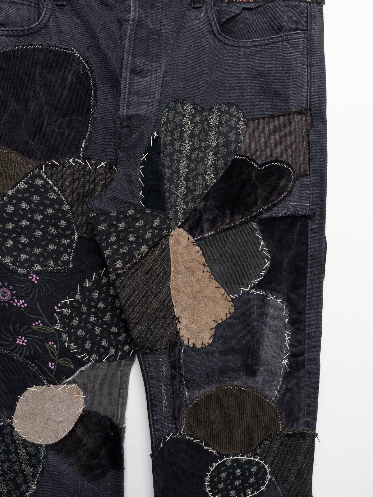 Black Patchwork Anti-War Valentine Jeans