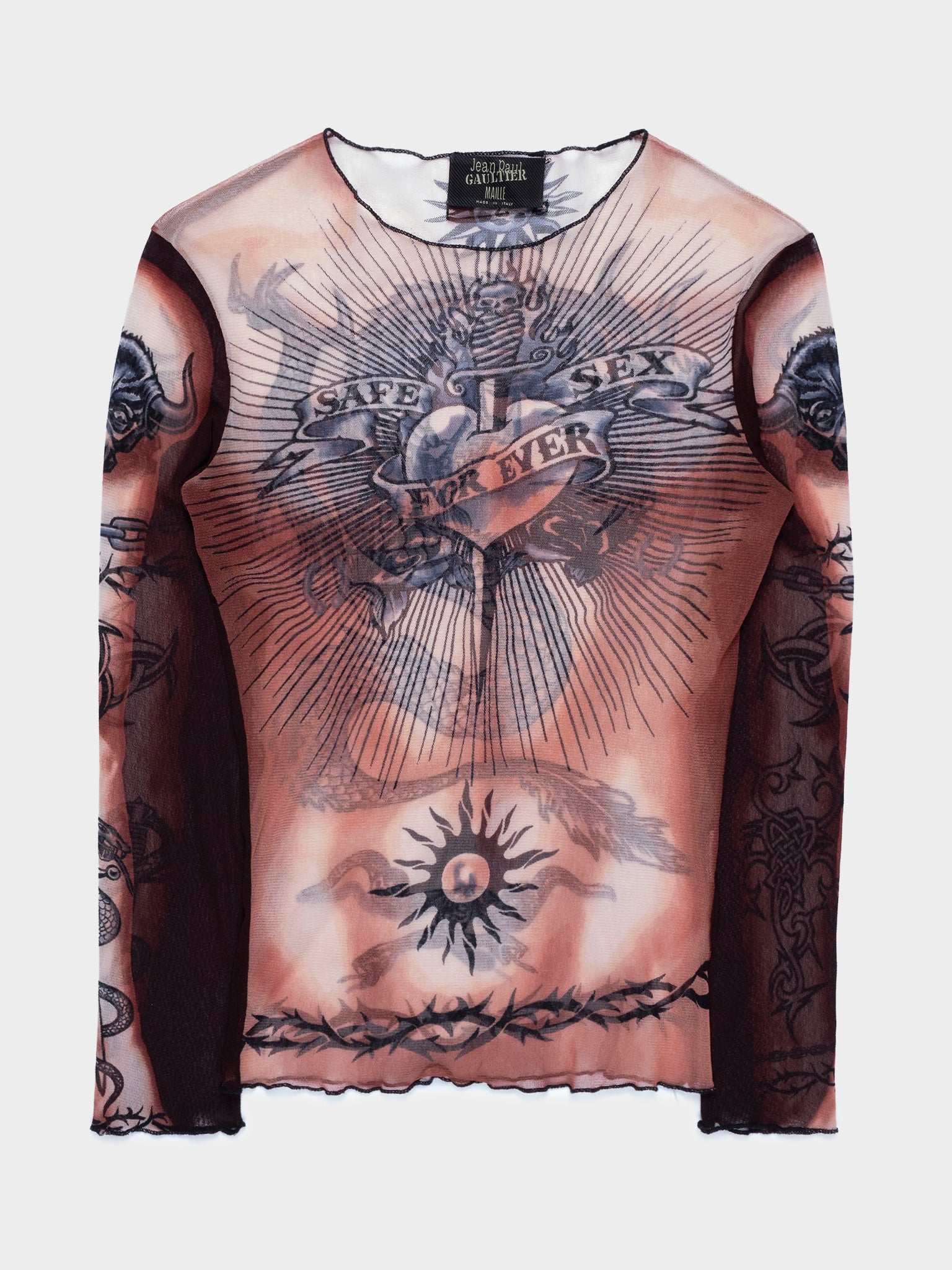 Buy Jean Paul Gaultier “Safe Sex Forever” Tattoo Top Online at Groupie