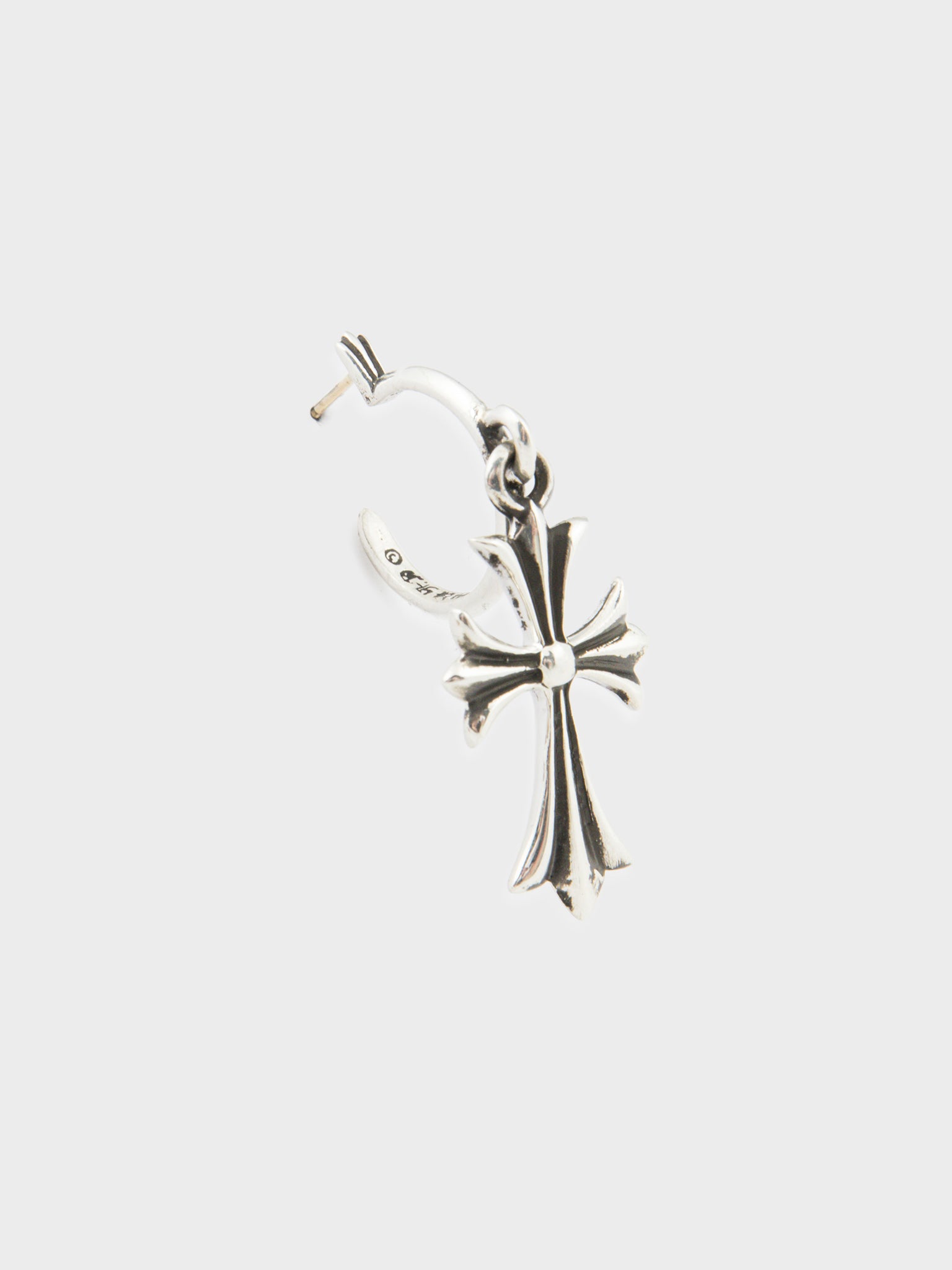 Tiny CH Cross Hoop Earring