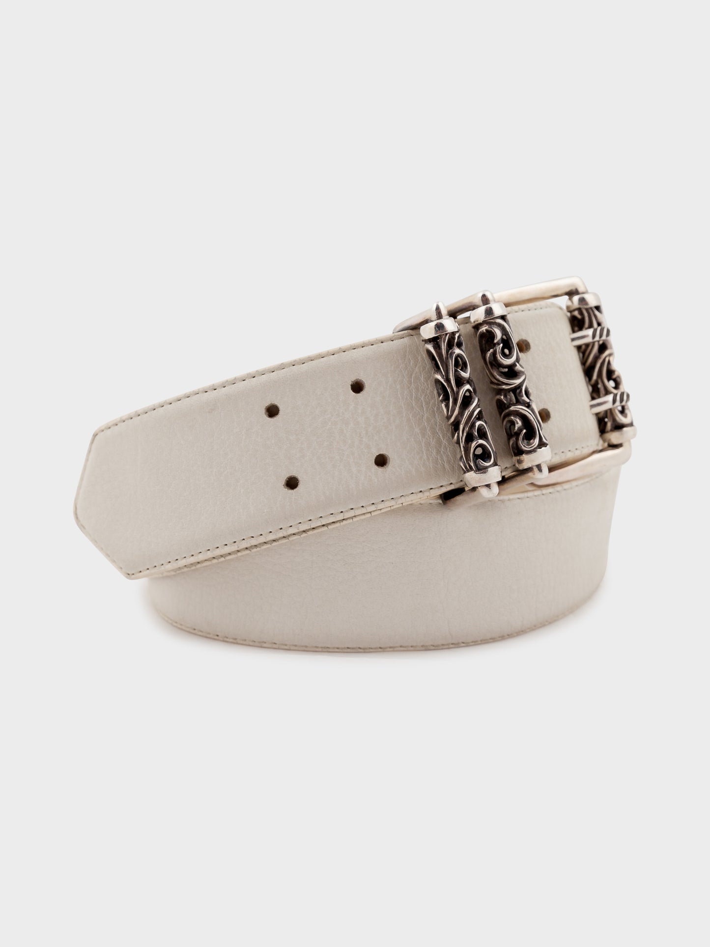 White Leather Roller Belt