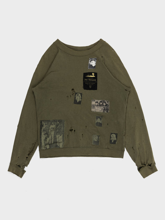 'Riot! Riot! Riot!' Thrashed Patchwork Crewneck