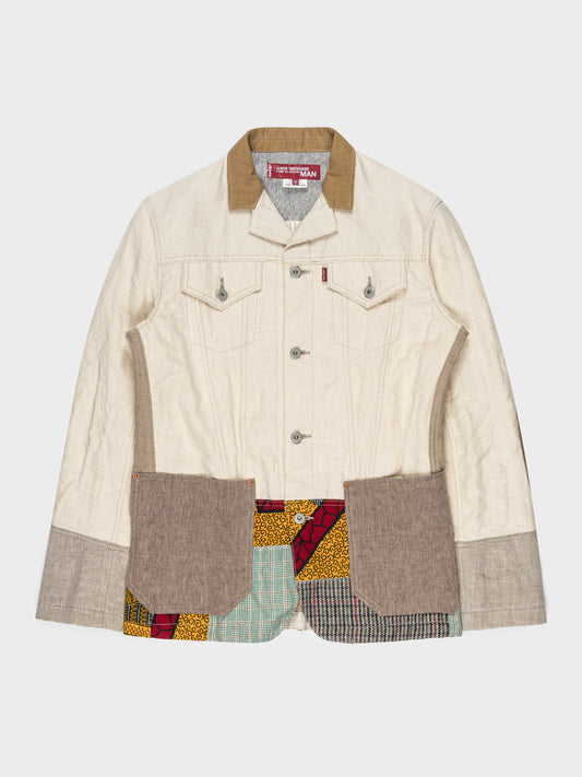 Linen Patchwork Trucker Jacket