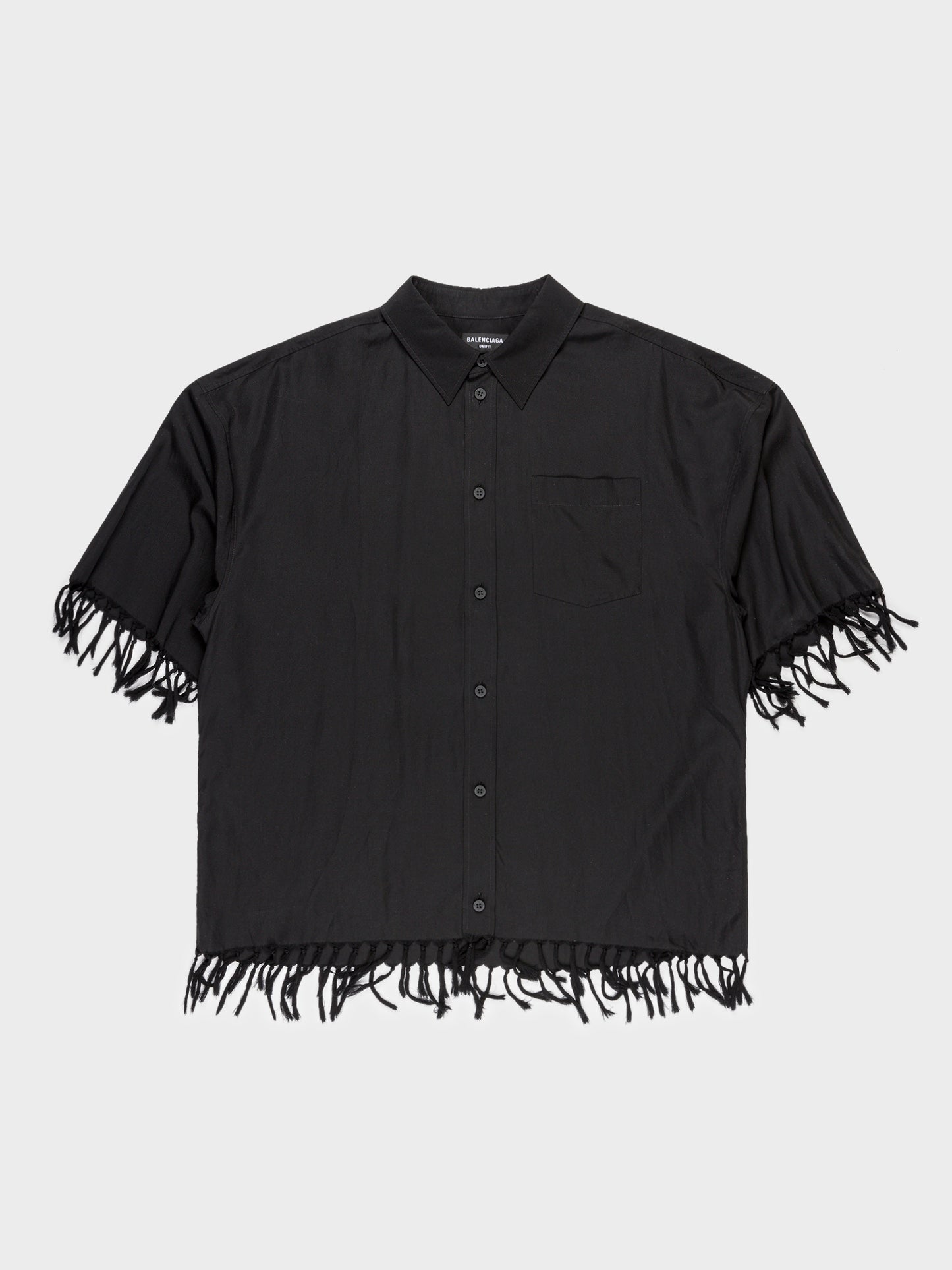 Oversized Fringe Short Sleeve Button Up Shirt