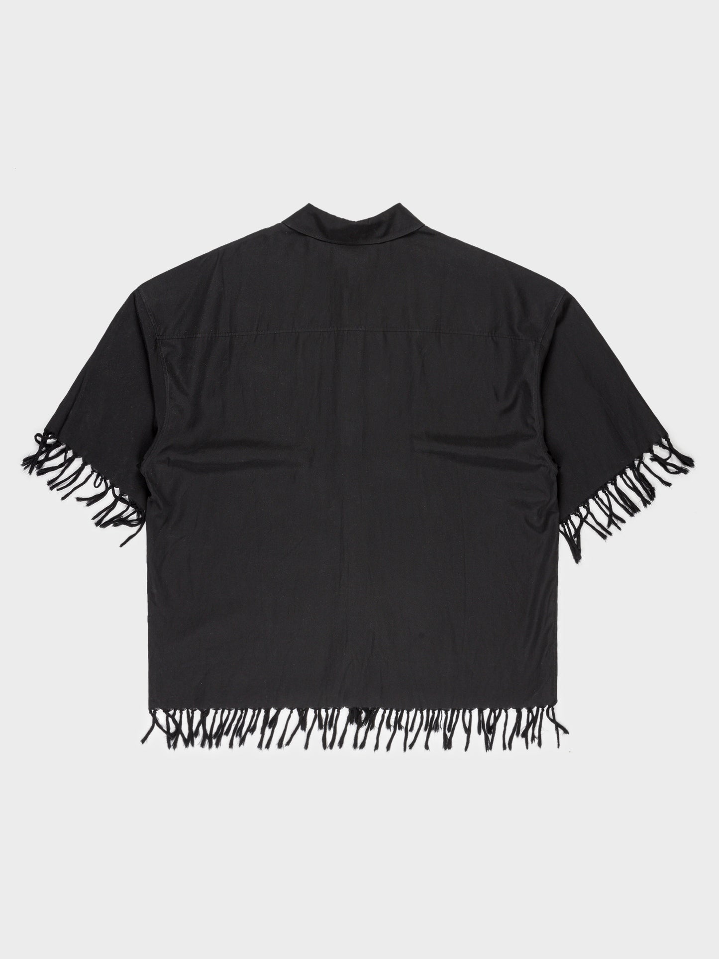 Oversized Fringe Short Sleeve Button Up Shirt