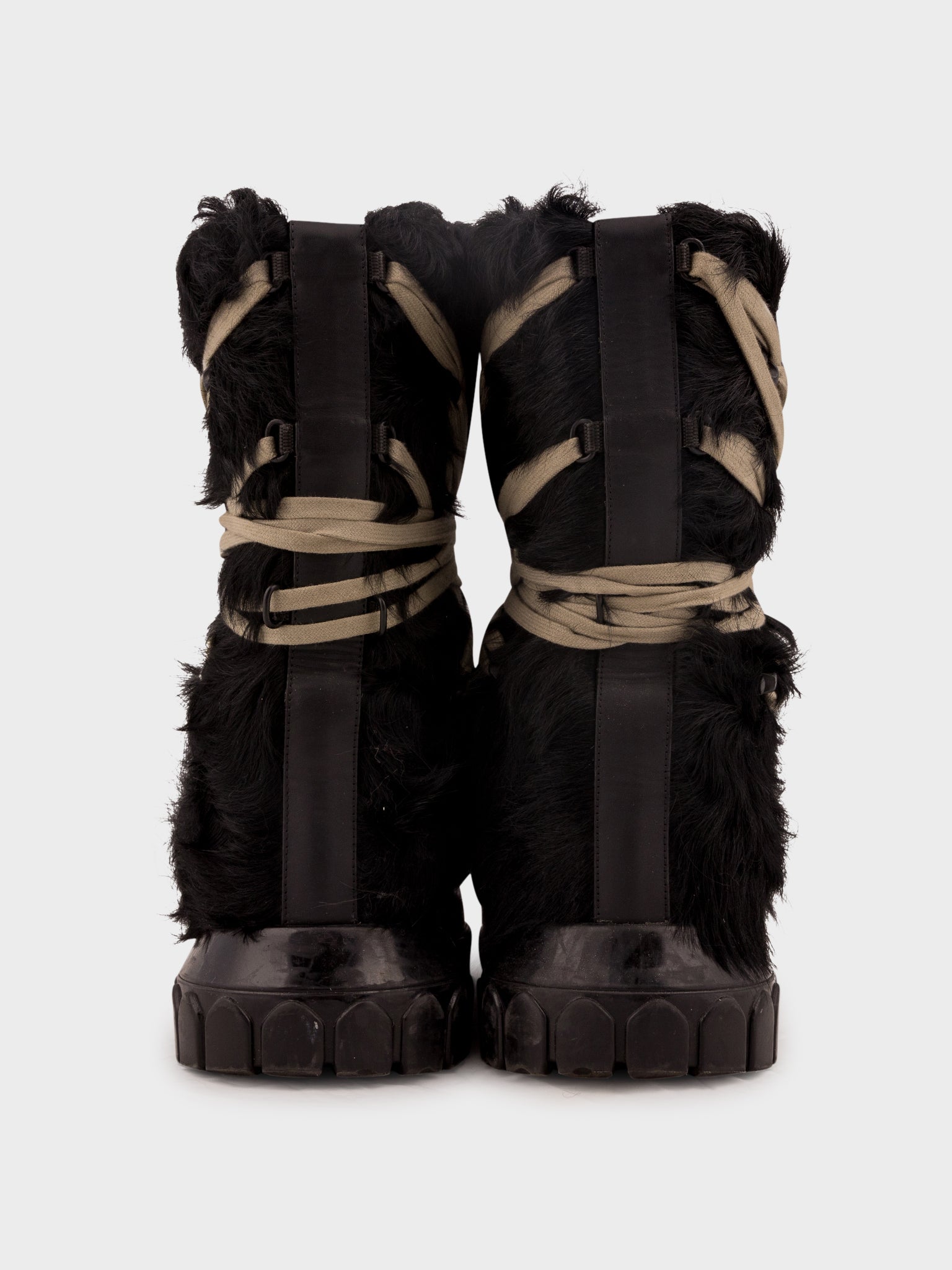 Buy Rick Owens Fur Lunar Megalace Boots Online at Groupie