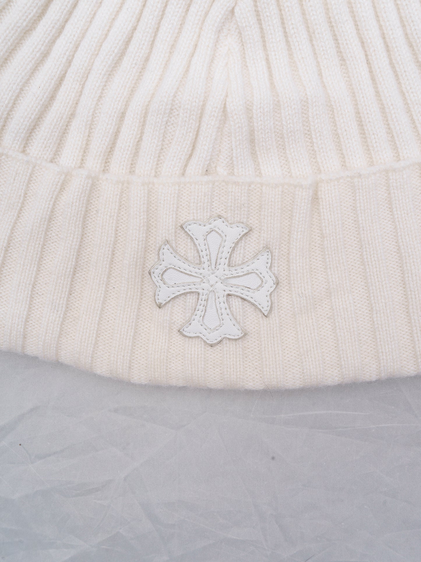 Cream Cashmere Plus Patch Beanie