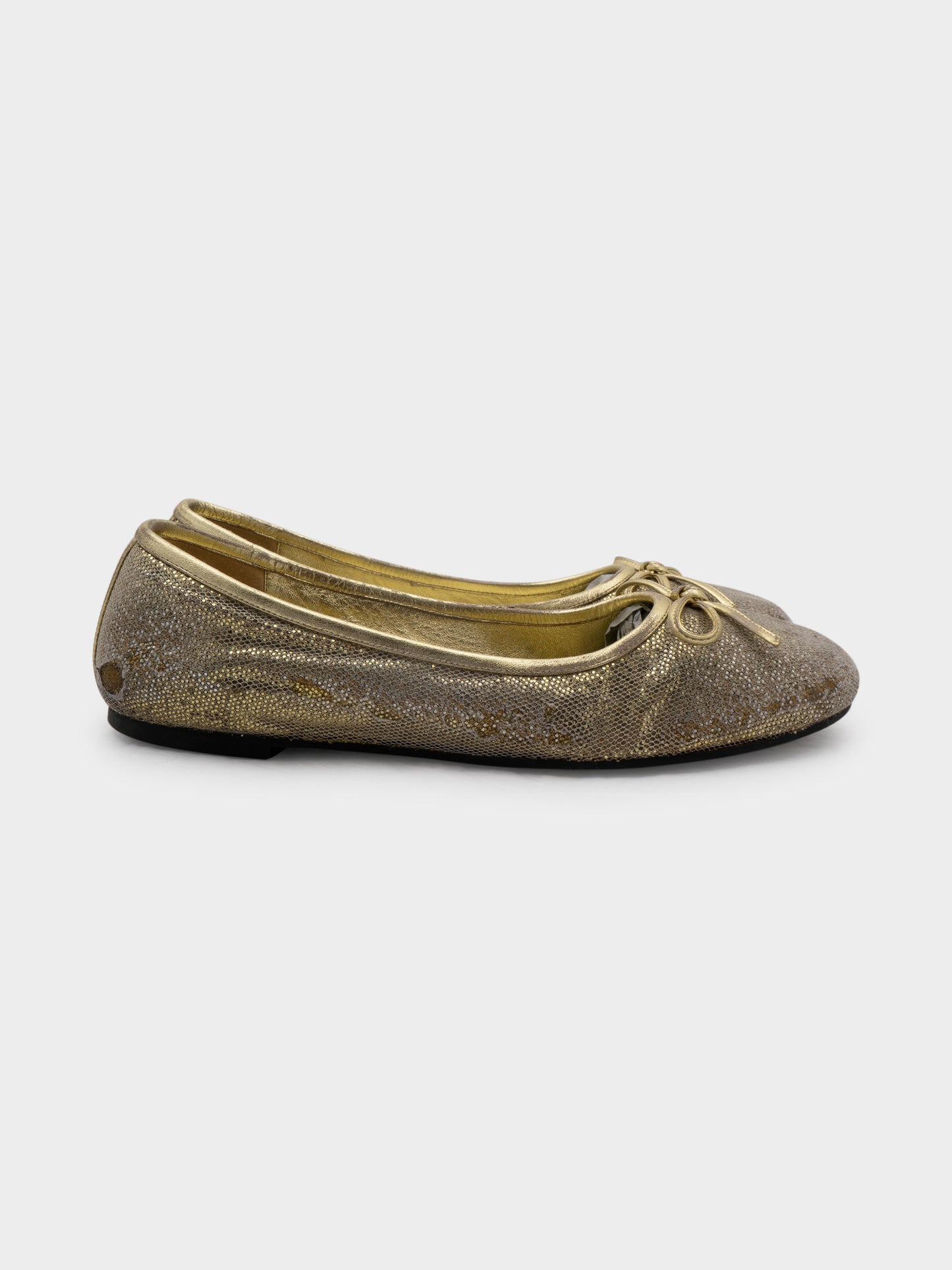 Gold Leopold Ballet Flats