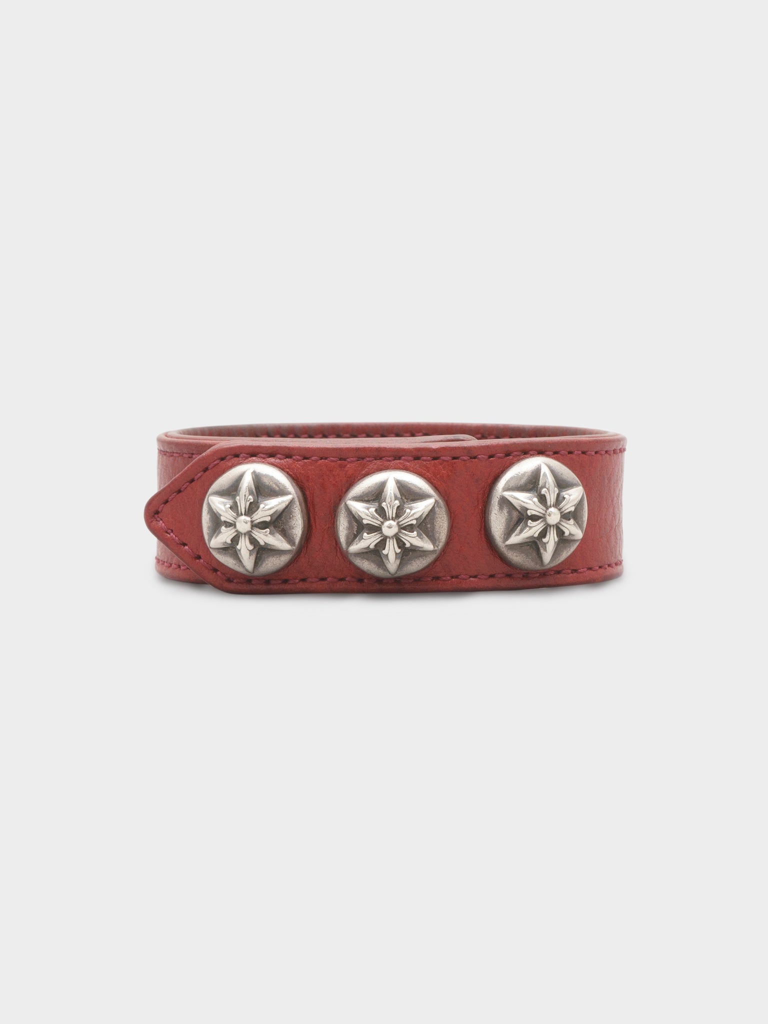 アクセサリー AFB STAR LEATHER BLACELET red Chrome Hearts: Red Leather Star Bracelet | Groupie