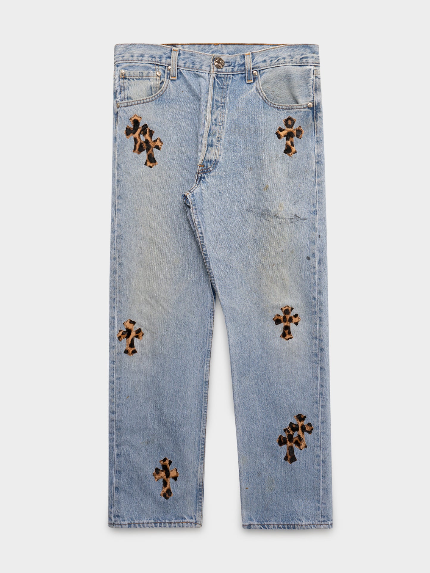 Blue Leopard Patched Levis 501