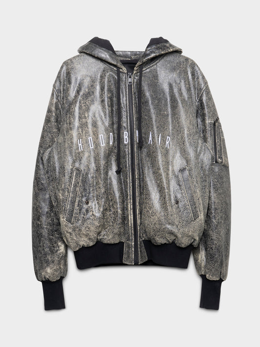 Leather Hooded Bomber Hood by Air