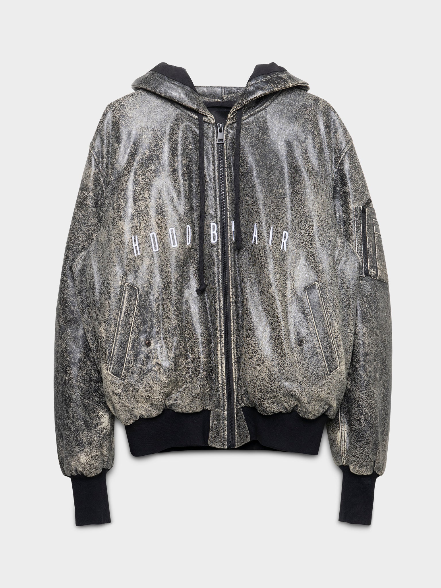 Leather Hooded Bomber Hood by Air