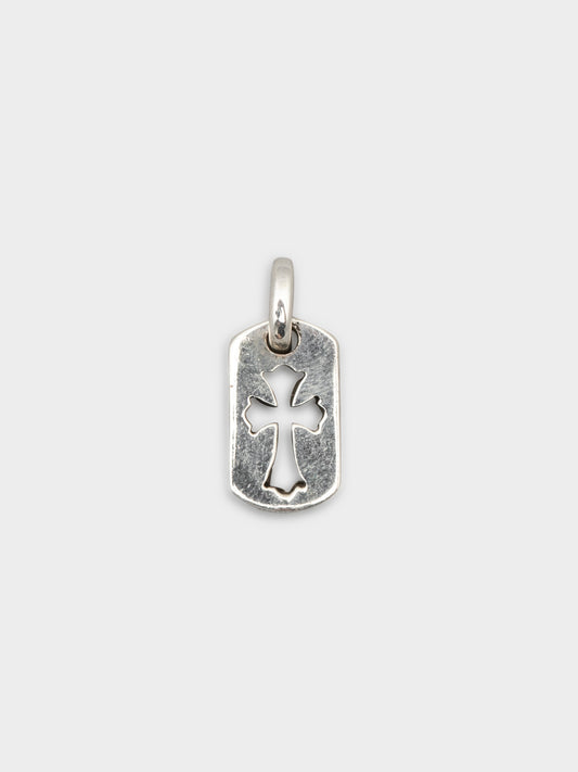 Tiny Cross Cutout Dog Tag Pendant