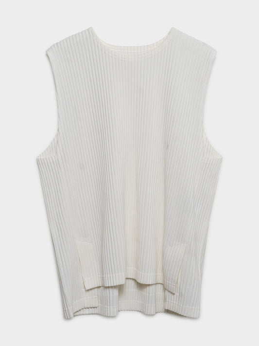 Homme Plisse White Tank Top