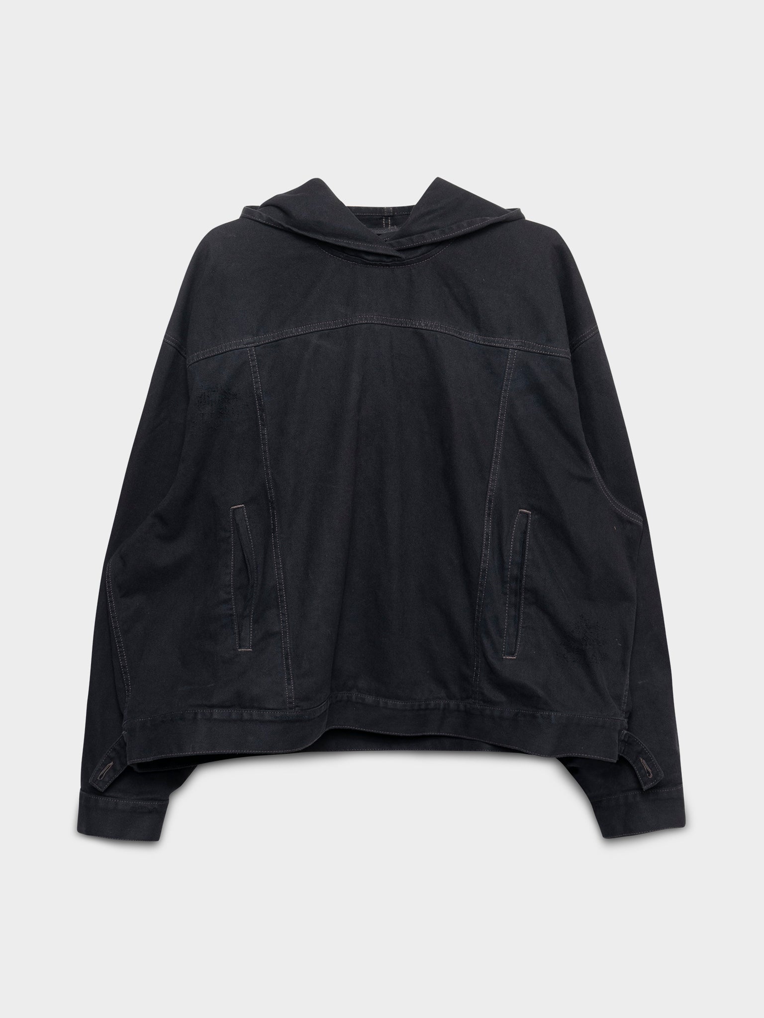 Denim Hooded Poncho Jacket Balenciaga