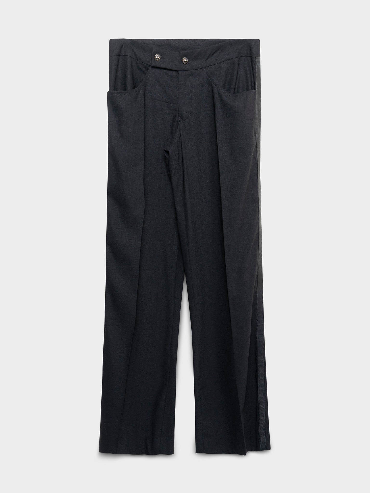 Leather-Trimmed Tuxedo Pants Chrome Hearts