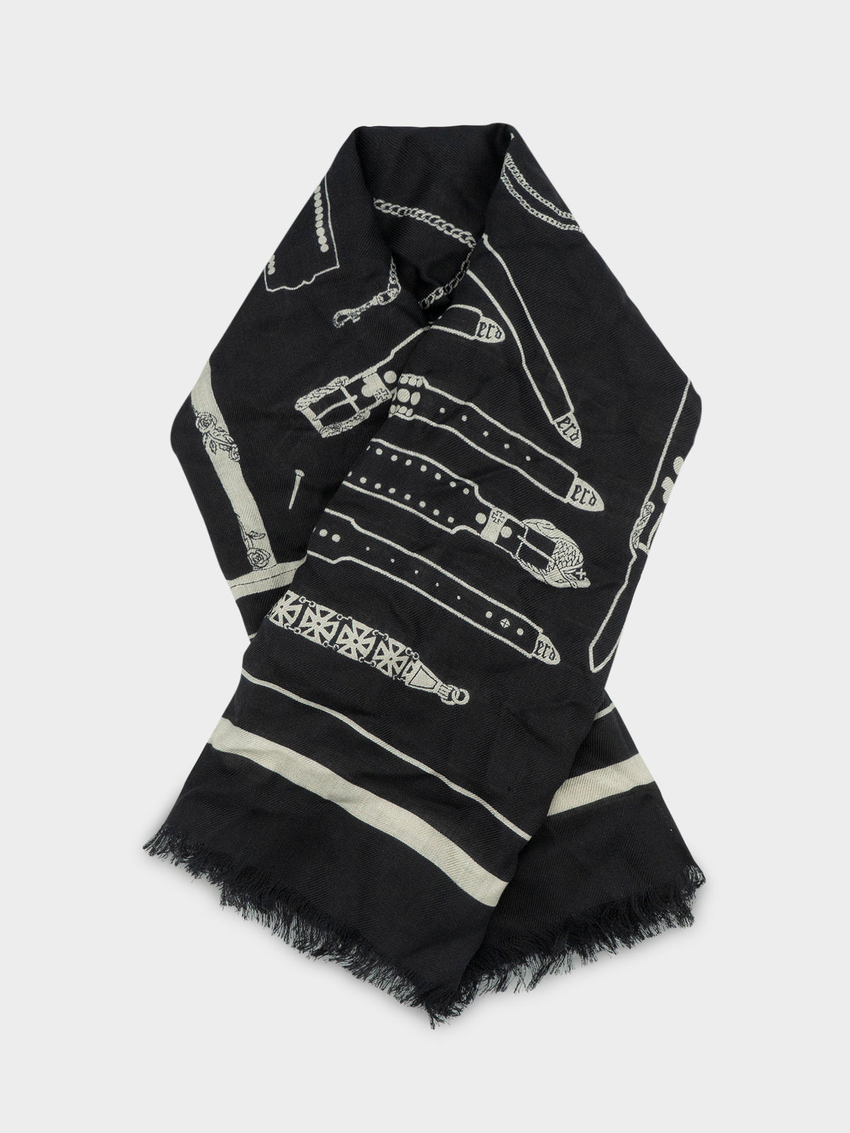 Frayed Silk Belt Scarf