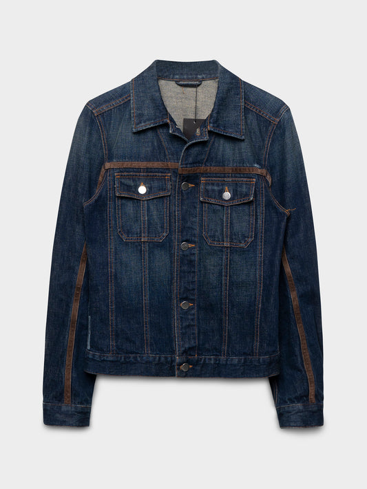 SS03 Leather-Trimmed Denim Jacket