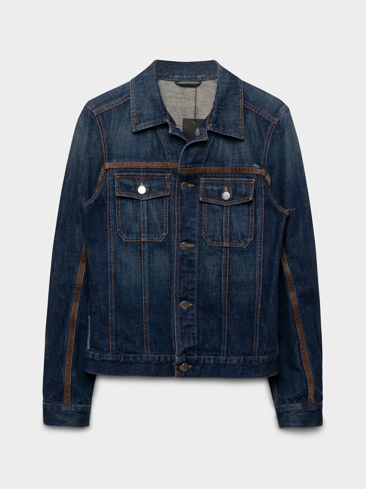 SS03 Leather-Trimmed Denim Jacket