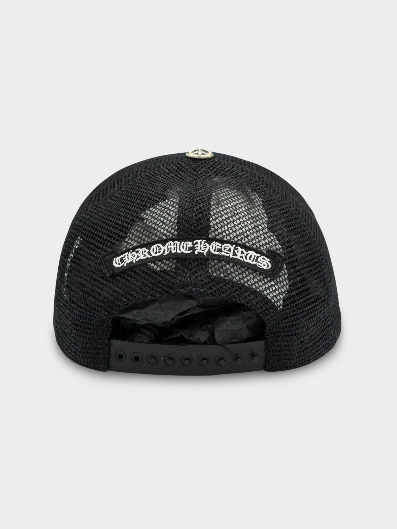 Orange Patch Black Trucker Hat Chrome Hearts