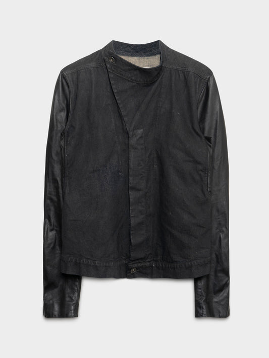 Slave Hustler Leather-Sleeved Denim Jacket