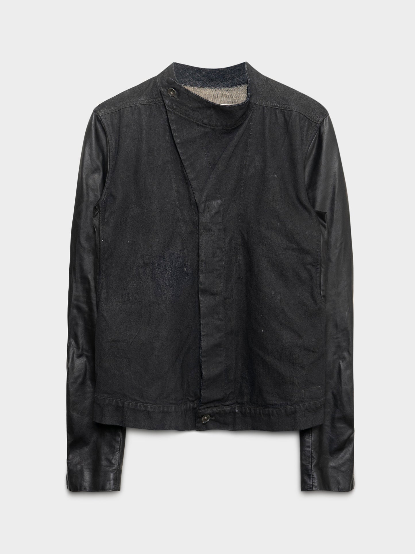Slave Hustler Leather-Sleeved Denim Jacket