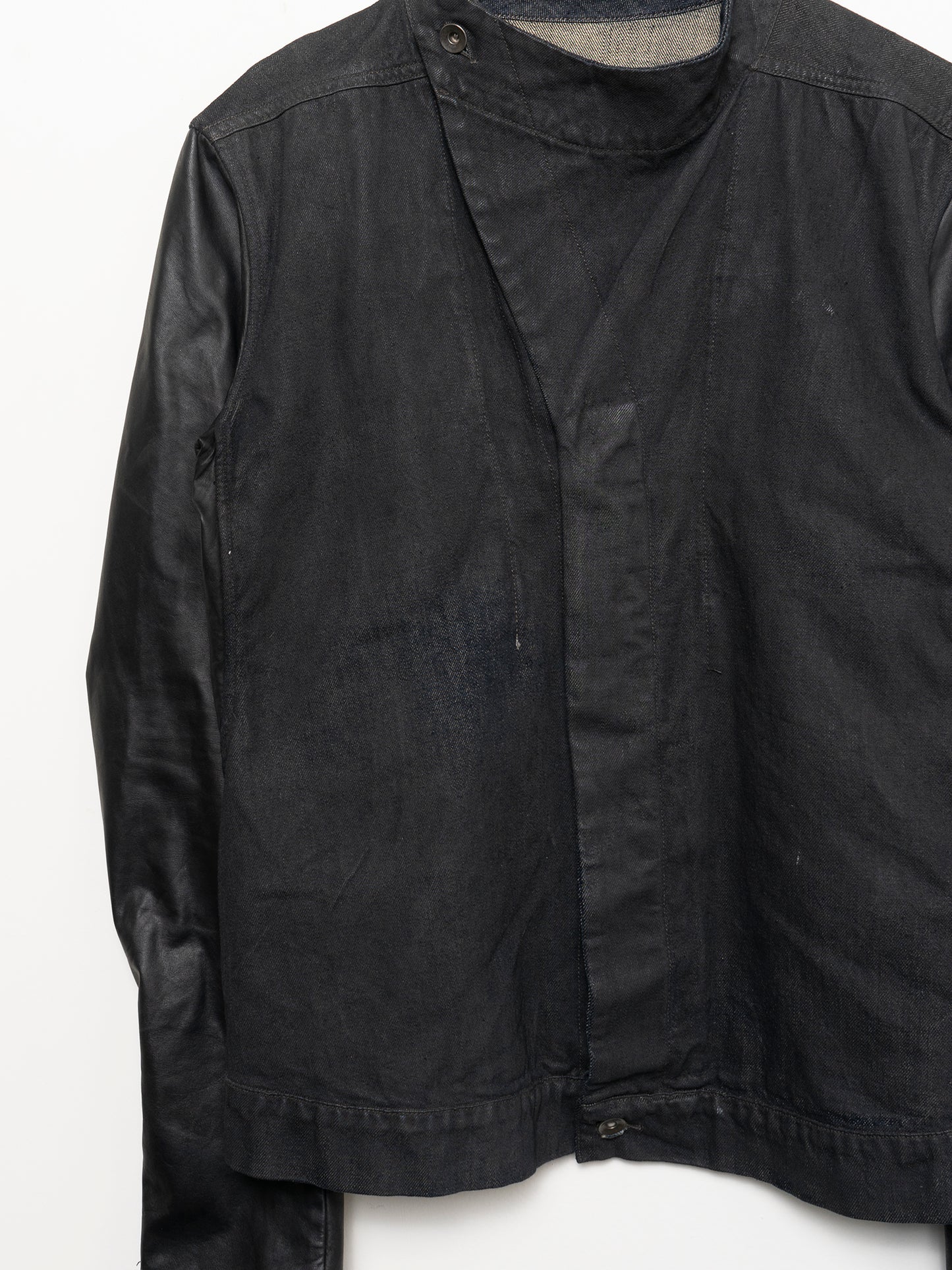 Slave Hustler Leather-Sleeved Denim Jacket