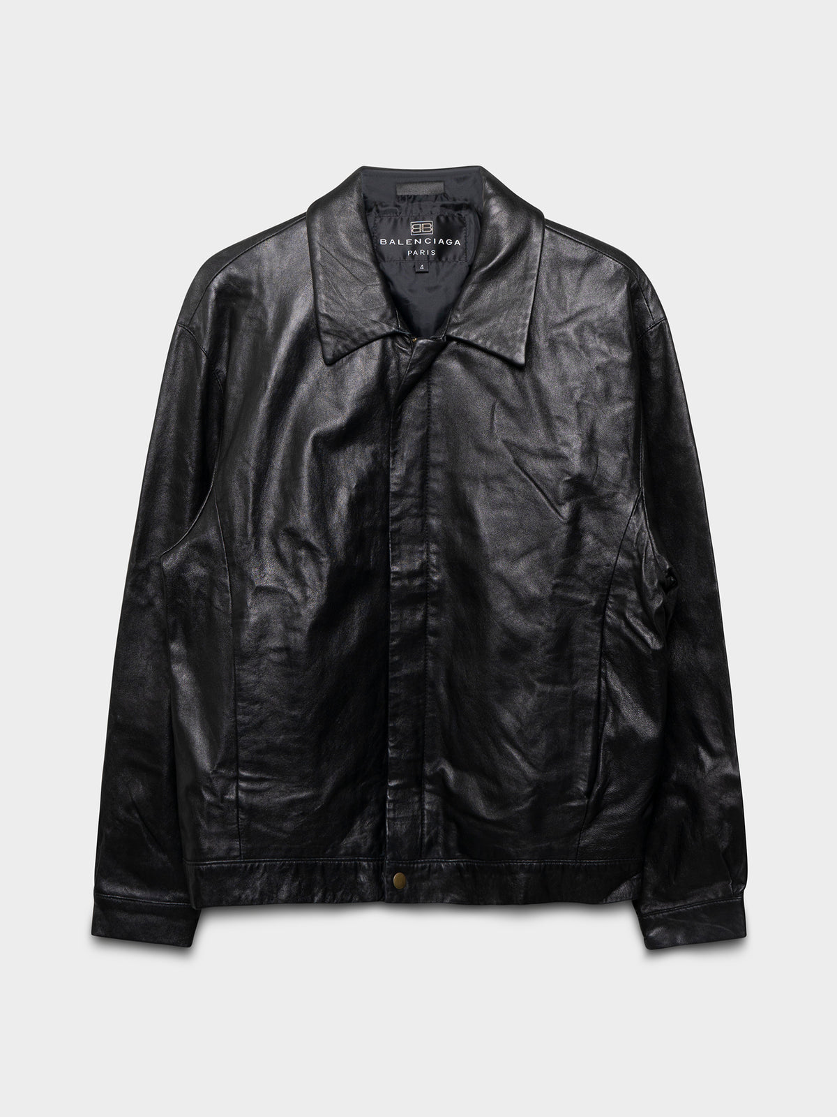 90s Cropped Leather Trucker Jacket
