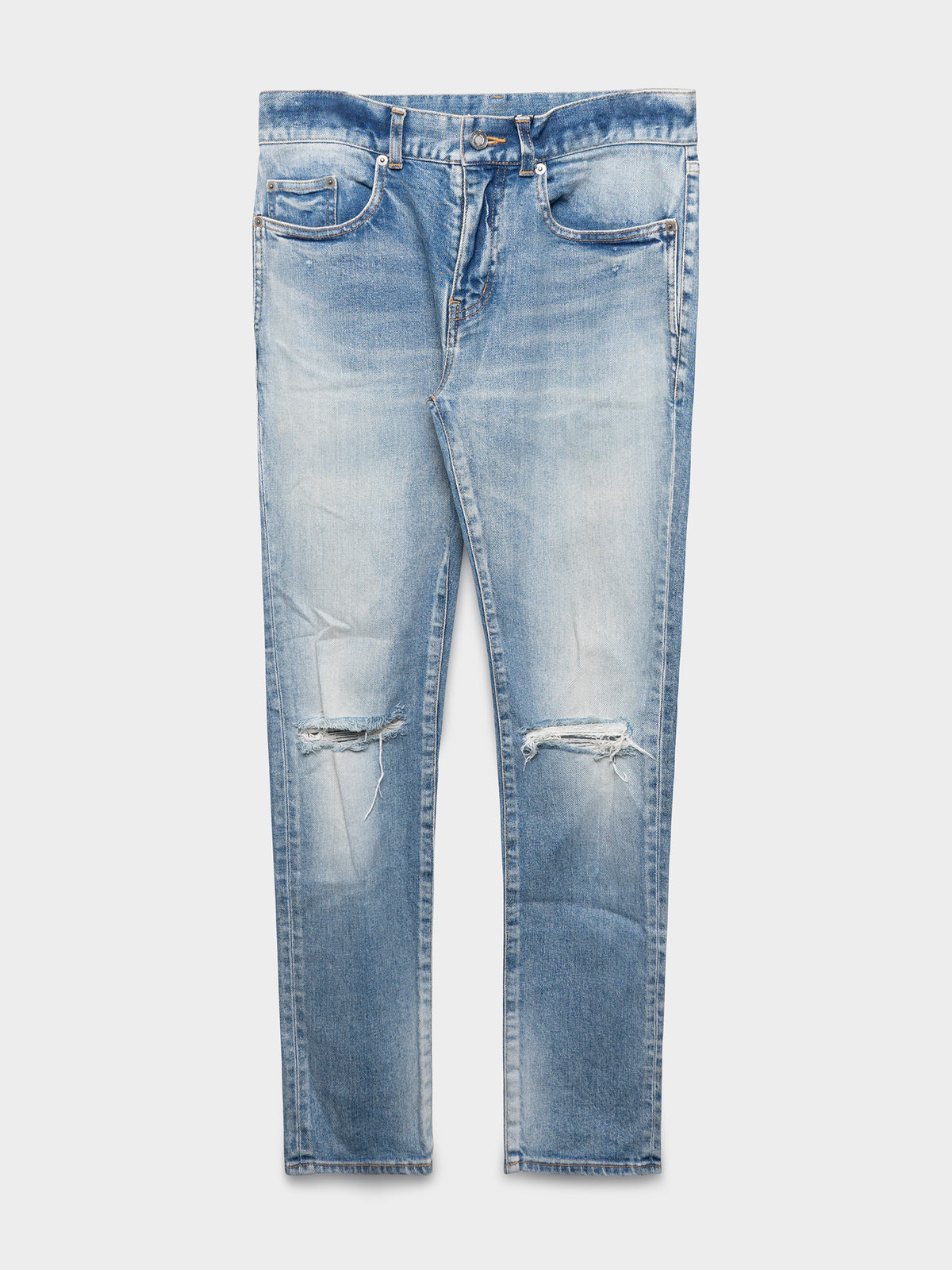 D10 Blue Denim Double Knee Rip Jeans