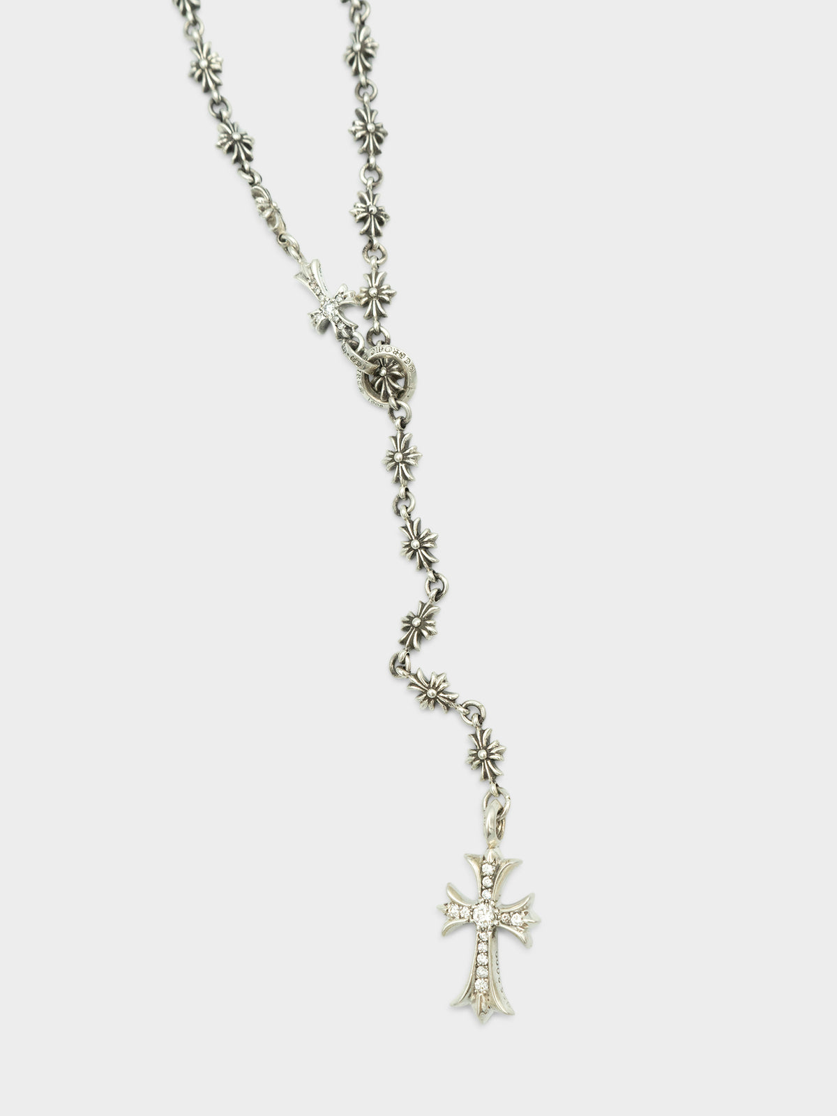 Diamond Tiny E Rosary Necklace