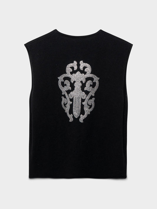 Womens Cashmere Rhinestone Dagger Tank Top