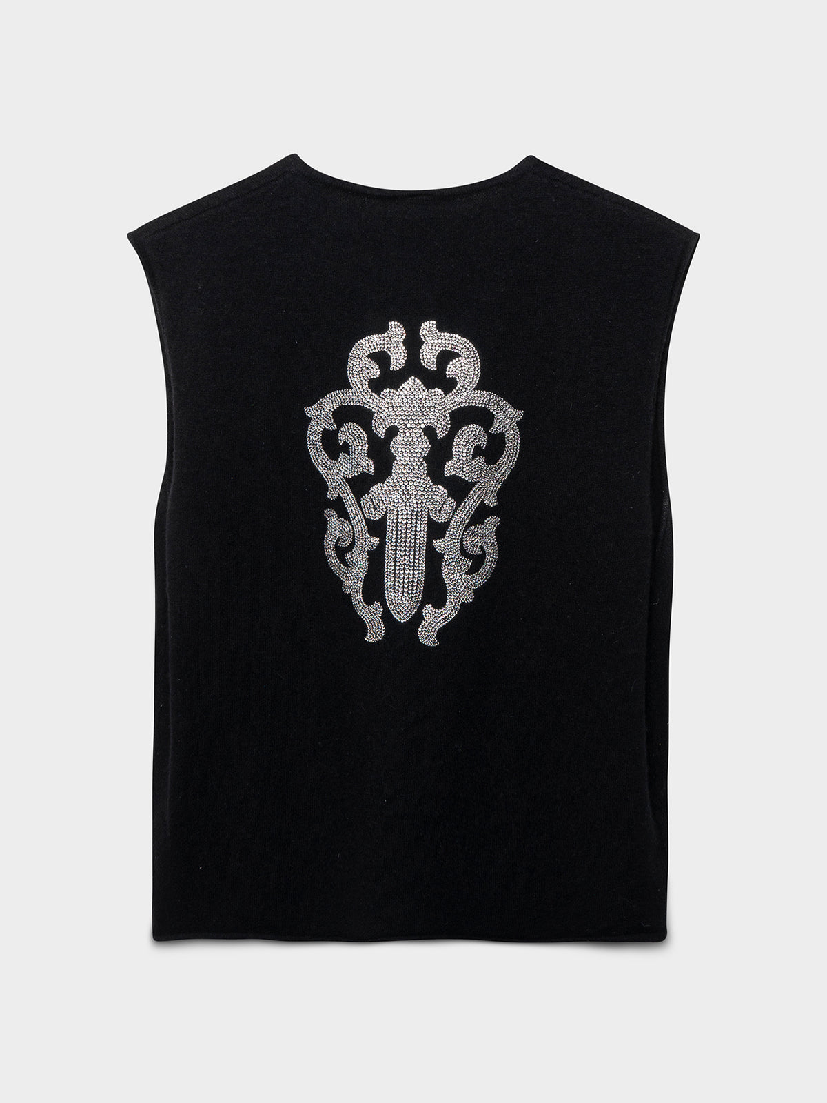 Womens Cashmere Rhinestone Dagger Tank Top