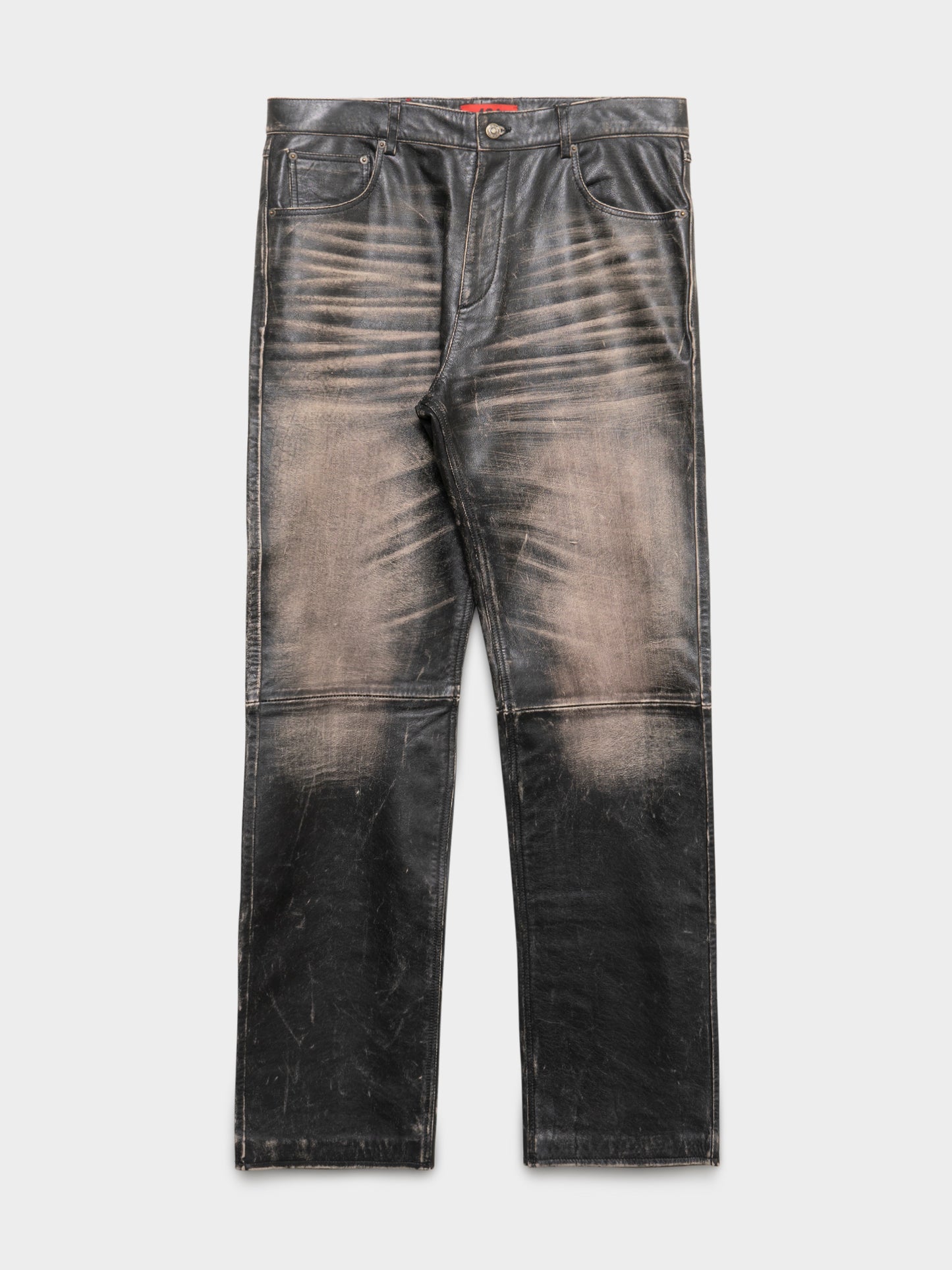 Washed Calfskin Leather Pants