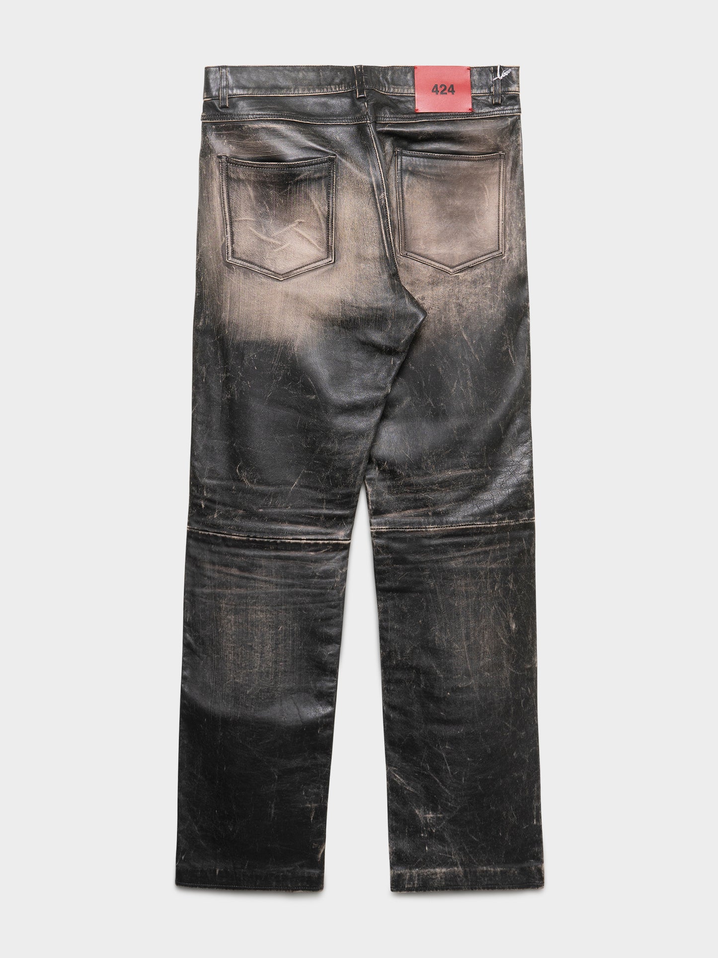Washed Calfskin Leather Pants