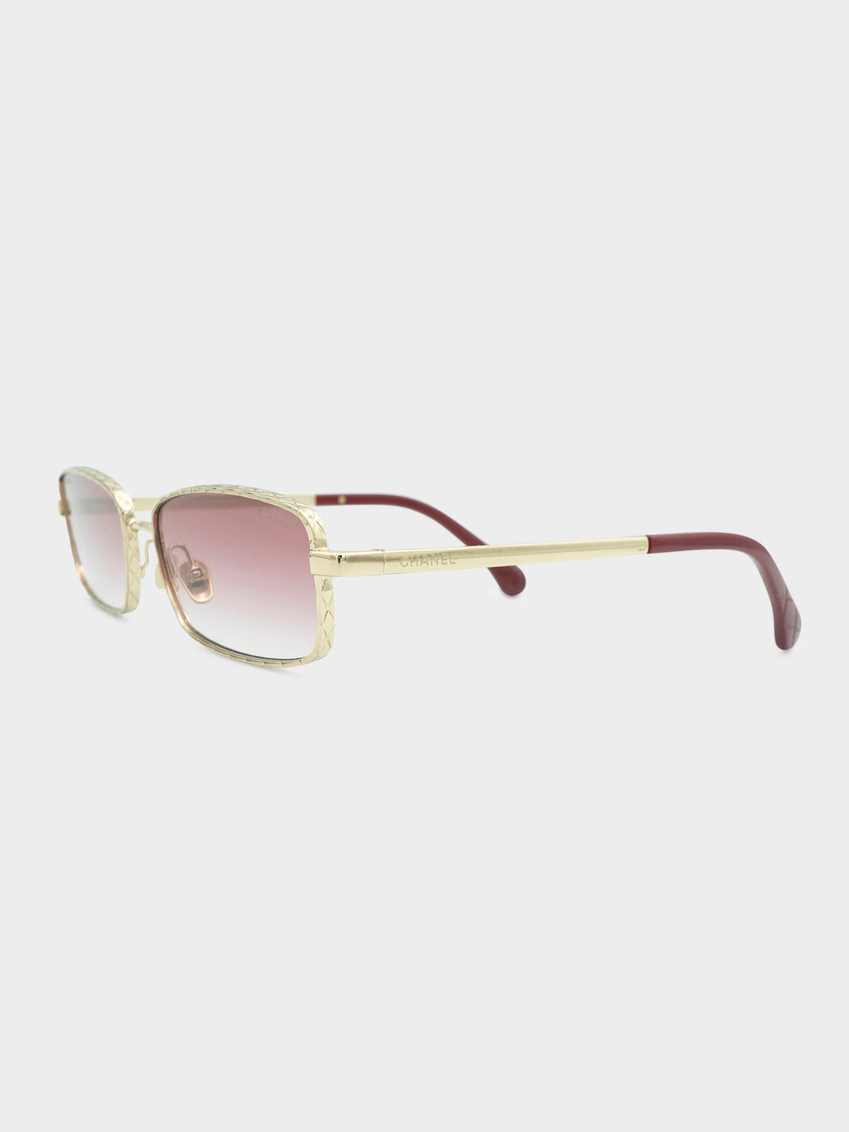 Burgundy Gold Gradient Rectangle Sunglasses