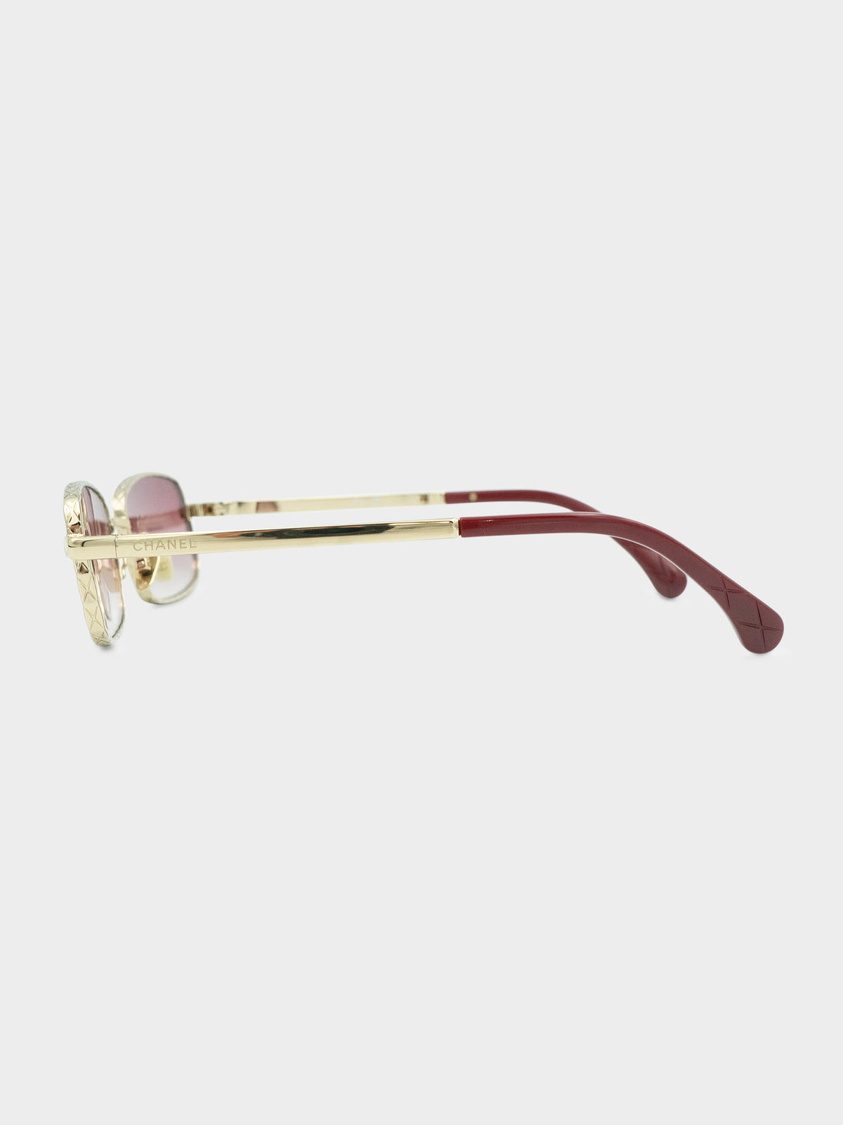 Burgundy Gold Gradient Rectangle Sunglasses