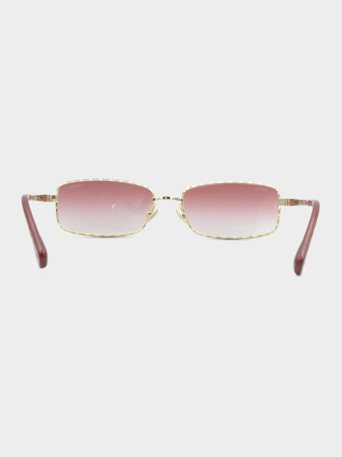 Burgundy Gold Gradient Rectangle Sunglasses