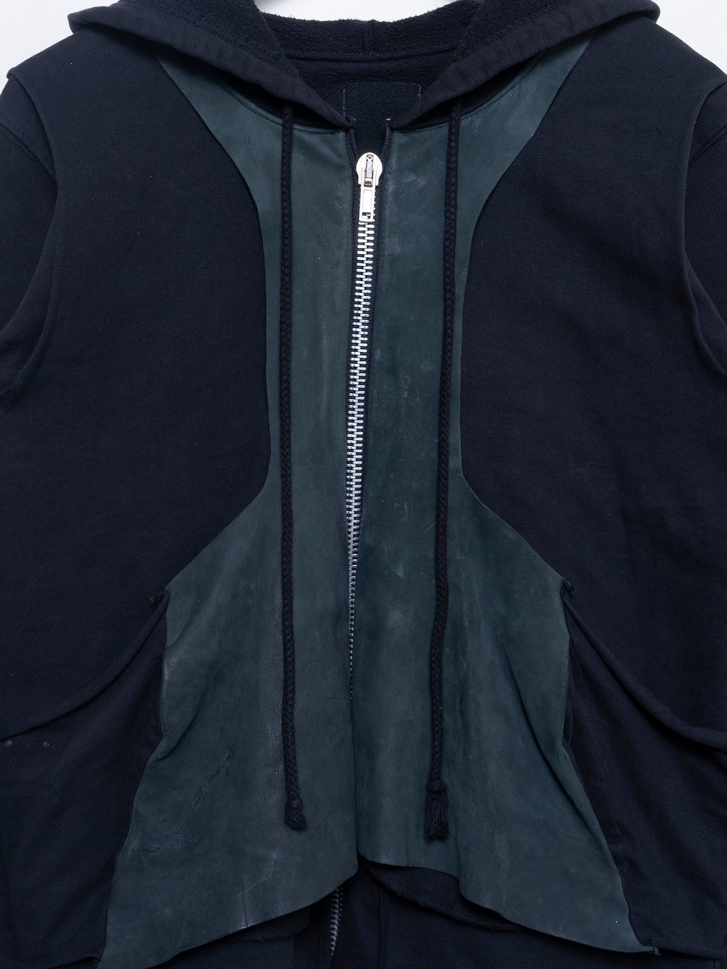 Slab Leather Layered Hoodie