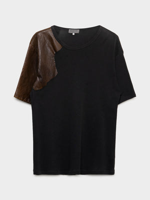 Leather Shoulder T-shirt